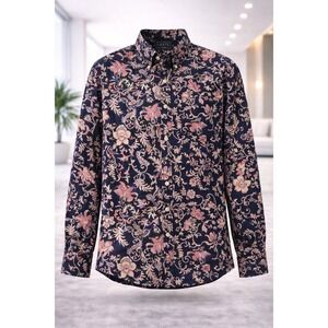 Topman Mens Large Stretch Skinny Fit Floral Paisley Long Sleeve Button Up Shirt